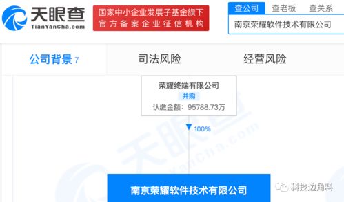 榮耀在南京成立軟件技術公司，注冊資本超9.57億元，加碼信息技術咨詢服務